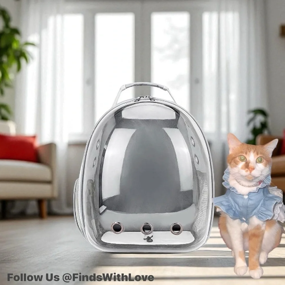 Gray-PetPack Adorable Bubble Carrying Bag for Small, Cats, Space Capsule Pet